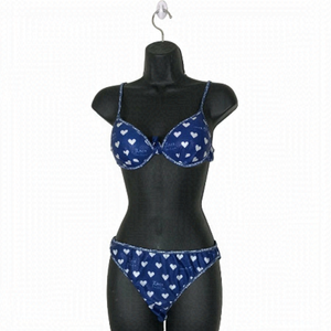 NWT Loco Boutique Blue &  White Hearts Bikini Size M